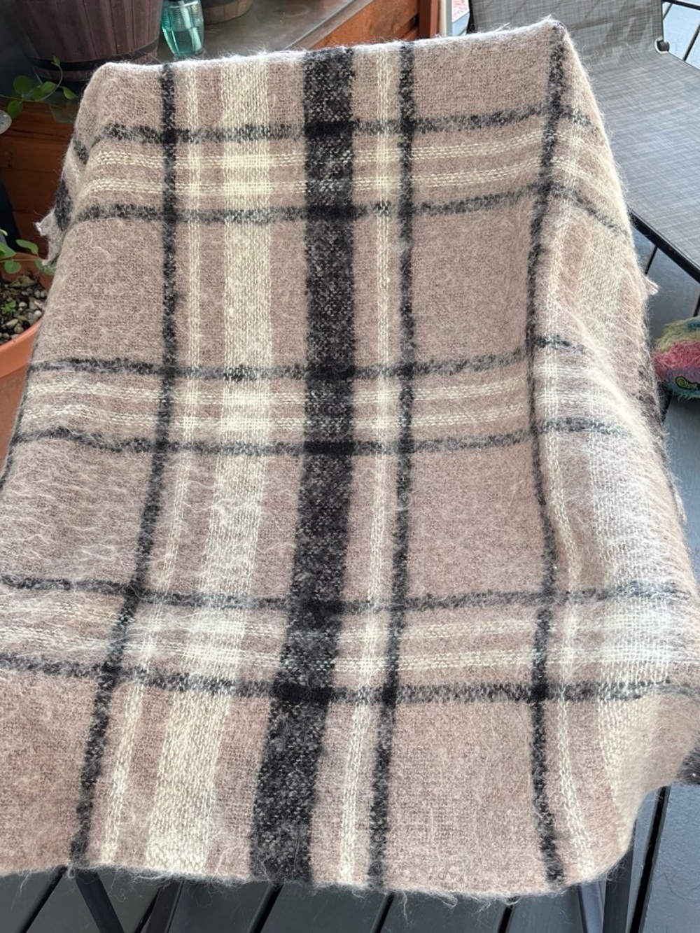 Cozy Plaid Throw Blanket in Beige and Black - Brand
